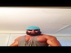 Bodybuilder on wide screen