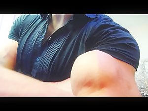 Raz Muscle Black Shirt Flexing