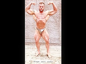 Bodybuilder posing practice