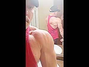 Cocky Verbal Alpha Muscle Bro Admires Himself
