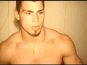 Bodybuilder flexing  nude
