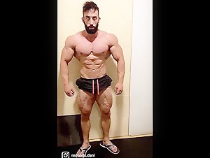 Flexing muscles hard