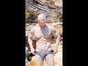 Tatted Nude Beach Muscle