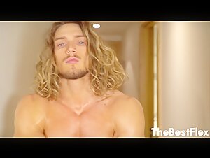 Blonde beauty flexing