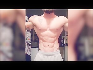 Hot bearded guy flexing