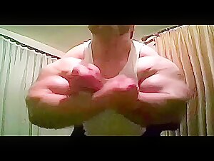 Massive Muscleman in Undershirt flexing…