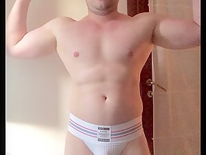 Flexing Muscle with Jockstrap On