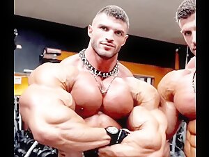 Manly, massive Bodybuilder flexing their powerful huge muscles