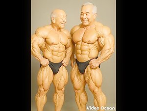Asian Mature Bodybuilder Kissing