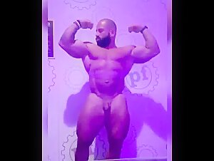 Bearded Bodybuilder, Flexing Naked