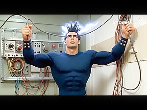 Muscular electrician gets shocked