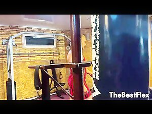 Pro IFBB Russian Butt BB Romeo Red Thong Workout In Gym