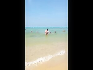 Bodybuilder seaside