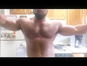 Big Hairy muscle flex show