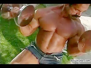Pro Vintage IFBB Mature Butt BB Carl Hardwick Outdoor Workout & JO